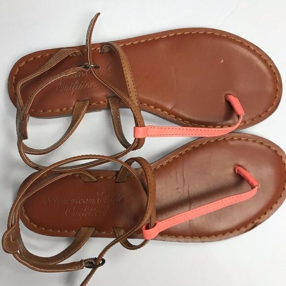 American Eagle Coral Thong Sandals Size 7 - Picture 2 of 4